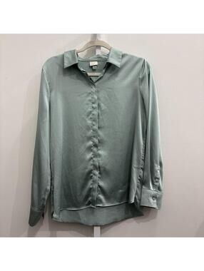 Sage Green Long Sleeve Button-Up Shirt